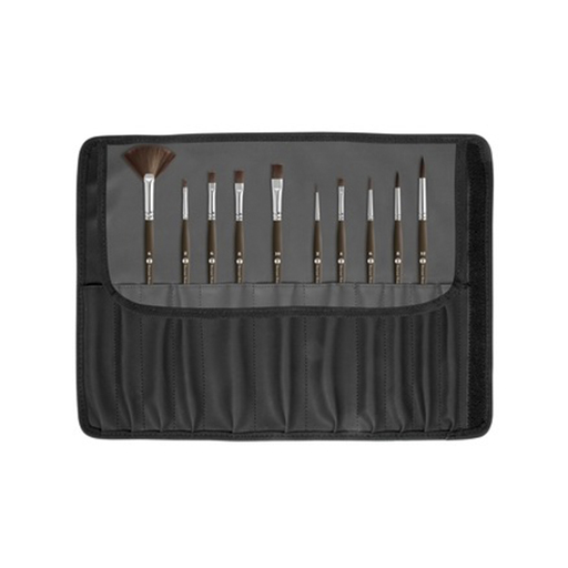 BORCIANI E BONAZZI PINSELMAPPE SCHWARZ MIT 10 TOP GRAPHIC PINSELN - LIMITIERTE AUFLAGE SERIE BEB