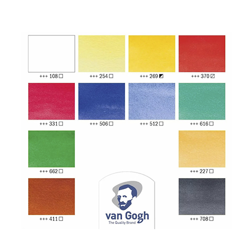 VAN GOGH AQUARELL-METALLKASTEN 12 HALBE NÄPFCHEN