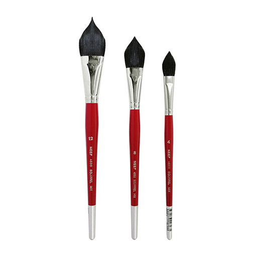 NEEF SQUIRREL MIX POINTED OVAL BRUSH SHORT HANDLE SERIES 4600