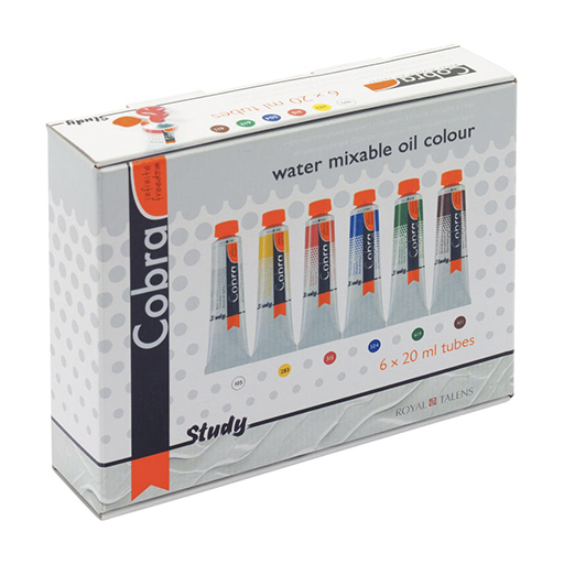 COBRA STUDY EINSTEIGER-SET 6 WASSERVERMALBARE ÖLFARBE 20 ML TUBEN