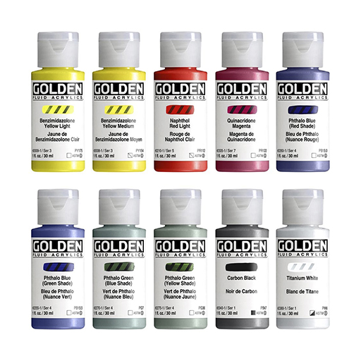 GOLDEN 10 FLUID MIXING - MISCHSET 10 FLUID ACRYLFARBEN
