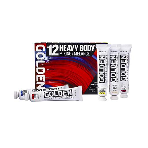 GOLDEN 12 HEAVY BODY MIXING - SET MEZCLAS 12 ACRÍLICOS DE CARGA ESPESA