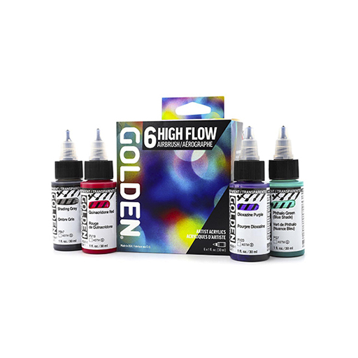 GOLDEN HIGH FLOW AIRBRUSH - AIRBRUSH-SET 6 HIGH FLOW ACRYLFARBEN