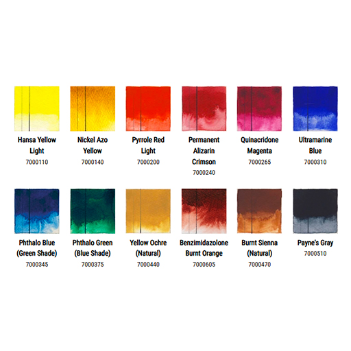 GOLDEN QOR 12 INTRODUCTORY WATERCOLOUR SET OF 12 X 5 ML TUBES
