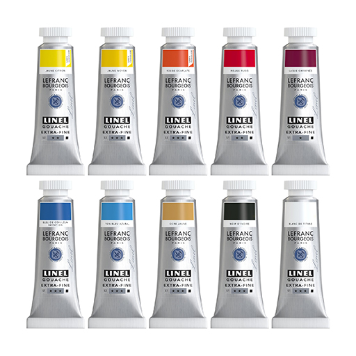 LEFRANC BOURGEOIS LINEL EXTRA FINE GOUACHE - PRIMARY COLOURS DOUBLE SET OF 10 X 14 ML TUBES