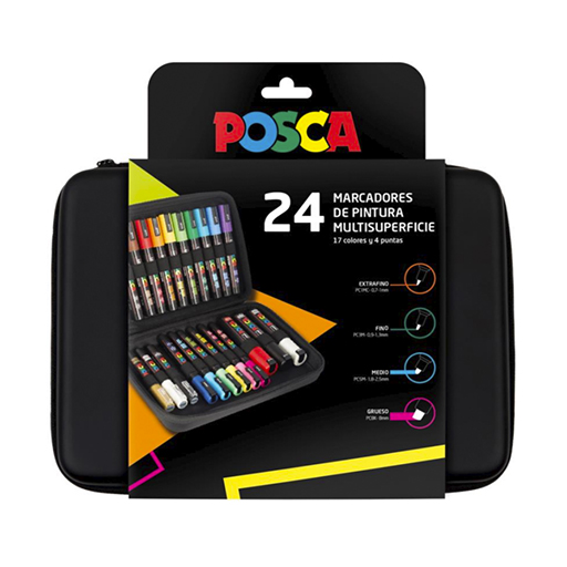 POSCA MALETÍN PREMIUM 24P - SURTIDO 24 ROTULADORES ACRÍLICOS