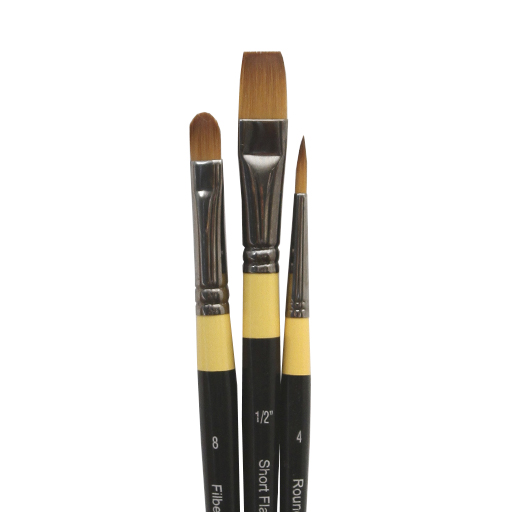 DALER ROWNEY SYSTEM 3 SET OF 3 BRUSHES SHORT HANDLE SERIES 300