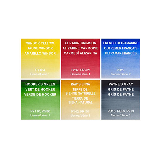 WINSOR & NEWTON PROFESSIONAL WATERCOLOUR SET 6 ACUARELAS COLORES FUNDAMENTALES TUBOS 5 ML