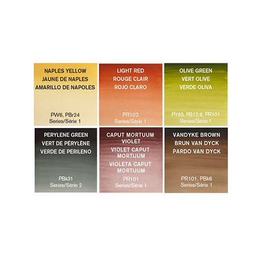 WINSOR & NEWTON PROFESSIONAL WATERCOLOUR SET OF 6 X 5 ML TUBES EARTH COLOURS