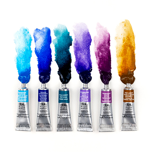 WINSOR & NEWTON PROFESSIONAL WATERCOLOUR SET OF 6 X 5 ML TUBES GRANULATING WATERCOLOURS