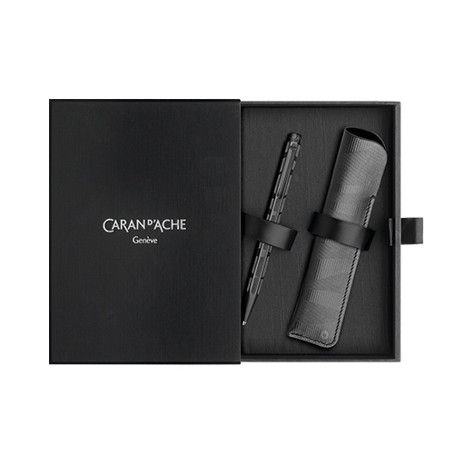 CARAN D'ACHE SET BOLÍGRAFO ECRIDOR BLACK LINES + ESTUCHE DE PIEL