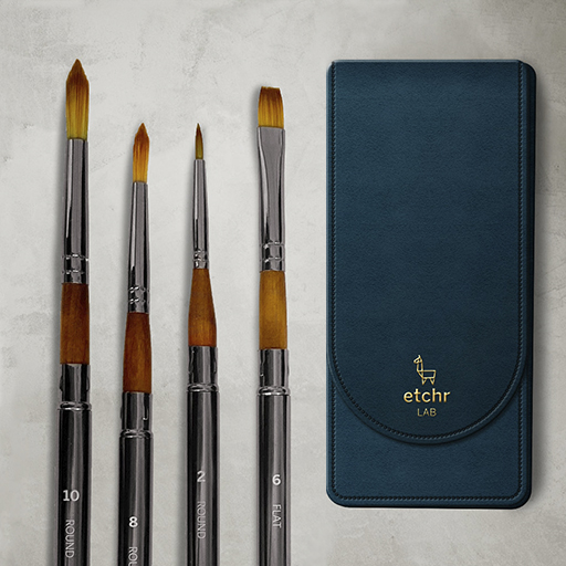 ETCHR TRAVEL BRUSH SET 4 SYNTHETISCHE REISEPINSEL - LIMITIERTE AUFLAGE