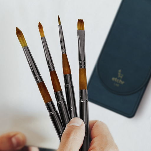 ETCHR TRAVEL BRUSH SET 4 SYNTHETISCHE REISEPINSEL - LIMITIERTE AUFLAGE