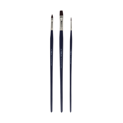 TITAN ARTS SET OF 3 BRUSHES SYNTHETIC TEIJIN FIBRE LONG HANDLE