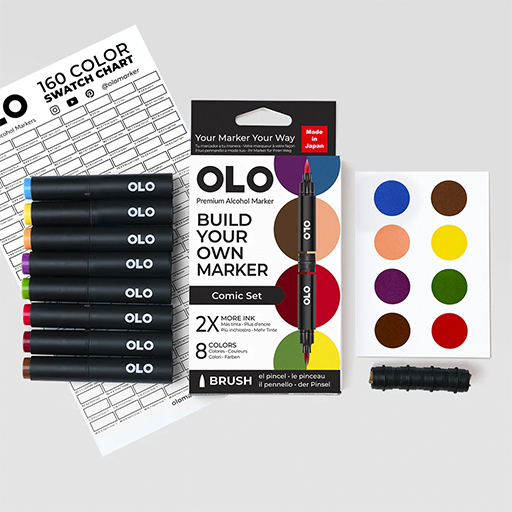 OLO SET BANDE DESSINÉE 8 MARQUEURS PERSONNALISABLES