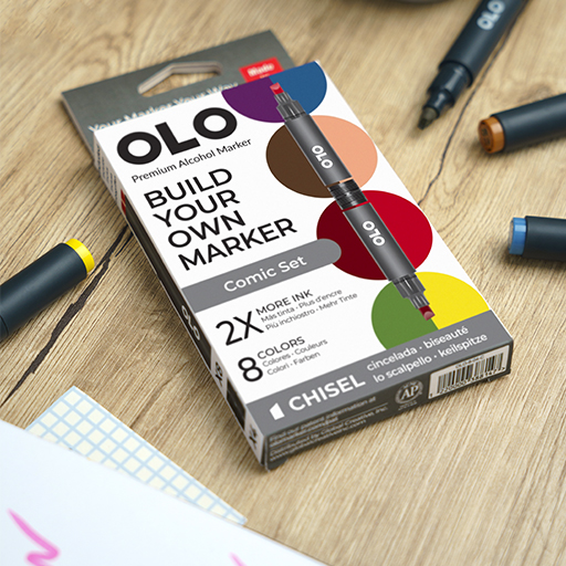 OLO SET BANDE DESSINÉE 8 MARQUEURS PERSONNALISABLES