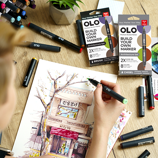 OLO ARCHITEKTUR SET 8 PERSONALISIERBARE MARKER