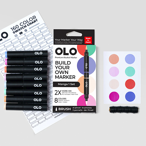 OLO SET MANGA 1 - 8 MARQUEURS PERSONNALISABLES