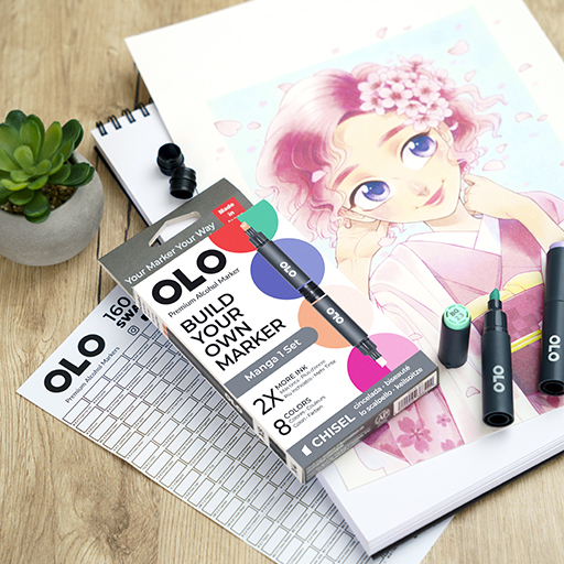 OLO SET MANGA 1 - 8 MARQUEURS PERSONNALISABLES