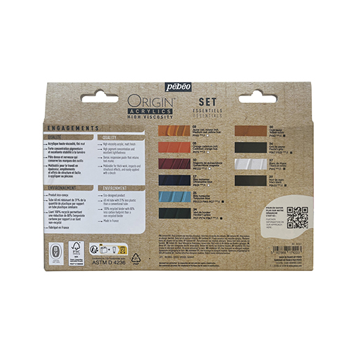 PÉBÉO ORIGIN ACRYLICS SET COULEURS ESSENTIELS 10 TUBES 60 ML
