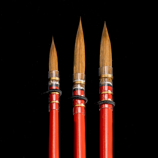 DA VINCI COLINEO RED SET OF 3 ROUND SYNTHETIC WASH BRUSHES SHORT HANDLE SERIES 4254RED