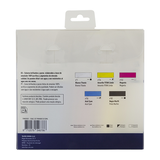 TITAN ARTS STUDY SET ACRILICI COLORI PRIMARI 5 X 120 ML