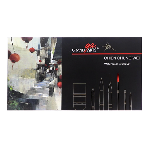 GRANDARTS X CHIEN CHUNG WEI - SET 6 PINCEAUX + SPALTER POUR AQUARELLE