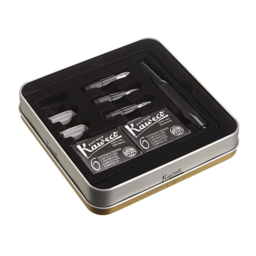 KAWECO CALLIGRAPHY SPORT SET PENNA STILOGRAFICA NERA + 3 PENNINI + ACCESSORI PER CALLIGRAFIA