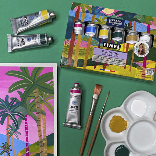 LEFRANC BOURGEOIS LINEL GOUACHE EXTRA FINE TRAVEL SET 6 TUBES 14 ML