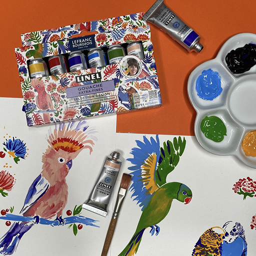 LEFRANC BOURGEOIS LINEL GOUACHE EXTRA FINE DESIGN SET 6 TUBES 14 ML