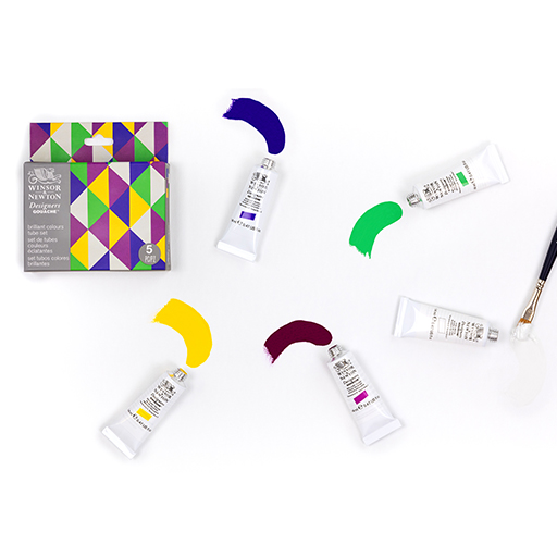 WINSOR & NEWTON DESIGNERS GOUACHE SET BRIGHT COLORS 5 TUBES 14 ML