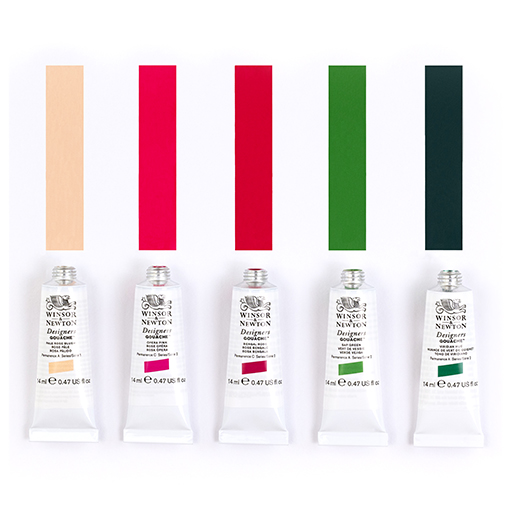 WINSOR & NEWTON DESIGNERS GOUACHE SET BOTANICAL COLORS 5 TUBES 14 ML