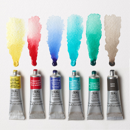 WINSOR & NEWTON PROFESSIONAL WATERCOLOUR SET 6 ACUARELAS COLORES URBAN SKETCHING TUBOS 5 ML