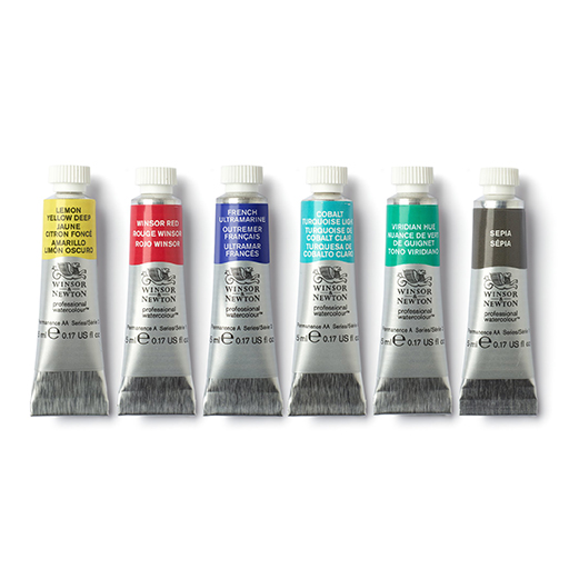 WINSOR & NEWTON PROFESSIONAL WATERCOLOUR SET 6 ACUARELAS COLORES URBAN SKETCHING TUBOS 5 ML