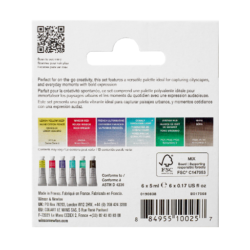 WINSOR & NEWTON PROFESSIONAL WATERCOLOUR SET 6 ACUARELAS COLORES URBAN SKETCHING TUBOS 5 ML