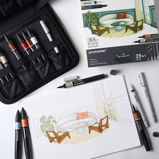 WINSOR & NEWTON PROMARKER SET DESIGN D'INTERNI 25 MARCATORI + ASTUCCIO