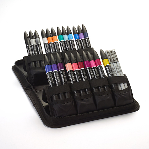 WINSOR & NEWTON PROMARKER SET MODERNE KALLIGRAPHIE 25 MARKER + ETUI
