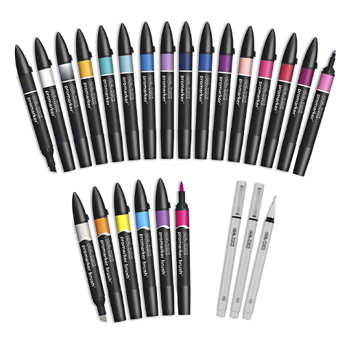 WINSOR & NEWTON PROMARKER SET MODERNE KALLIGRAPHIE 25 MARKER + ETUI