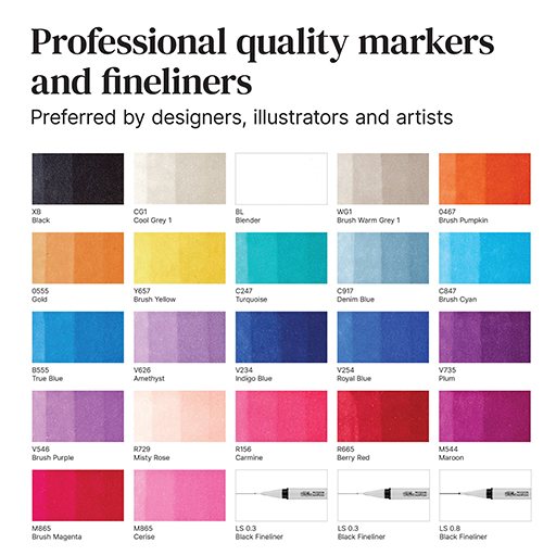 WINSOR & NEWTON PROMARKER SET MODERNE KALLIGRAPHIE 25 MARKER + ETUI