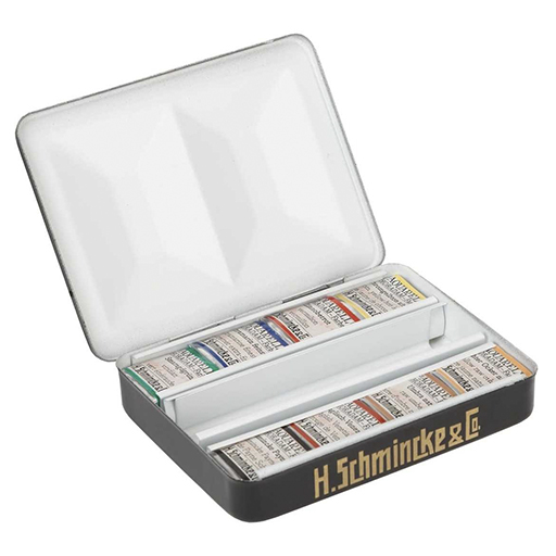 SCHMINCKE HORADAM RETRO WATERCOLOUR METAL BOX SET OF 8 HALF PANS