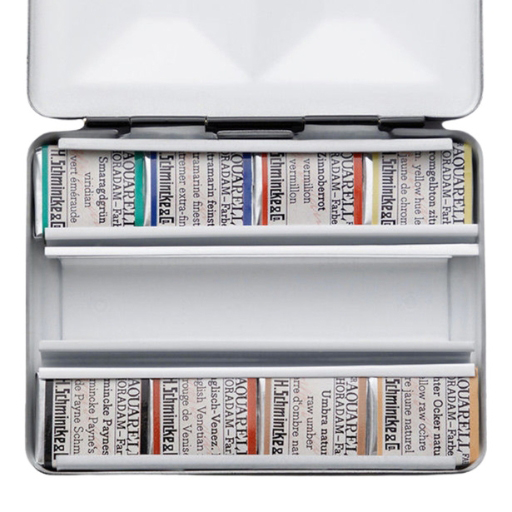 SCHMINCKE HORADAM RETRO WATERCOLOUR METAL BOX SET OF 8 HALF PANS