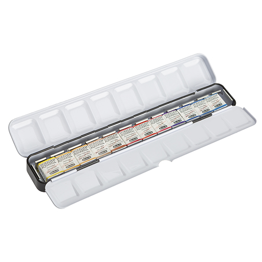 SCHMINCKE HORADAM AQUARELL SET DA VIAGGIO DI HAZEL SOAN SCATOLA METALLO ACQUERELLO 12 MEZZI GODET