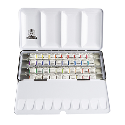 SCHMINCKE AKADEMIE AQUARELL WATERCOLOUR METAL BOX SET OF 40 HALF PANS
