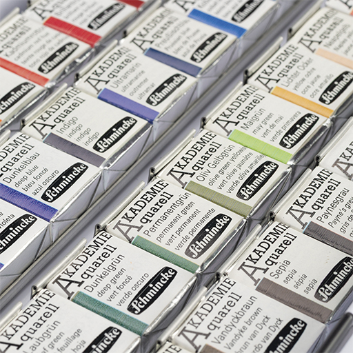 SCHMINCKE AKADEMIE AQUARELL WATERCOLOUR METAL BOX SET OF 40 HALF PANS