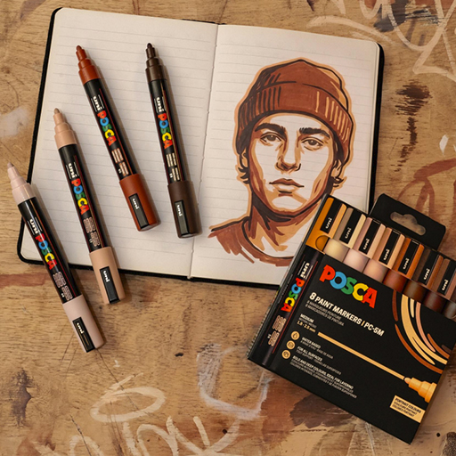 UNI POSCA PC-5M 8P SET 8 MARQUEURS 1.8-2.5 MM - COULEURS PORTRAIT