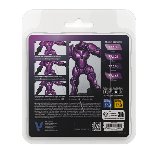 VALLEJO TRUE METALLIC METAL - SET POURPRE AMÉTHYSTE 4 COULEURS ACRYLIQUES MÉTALLIQUES