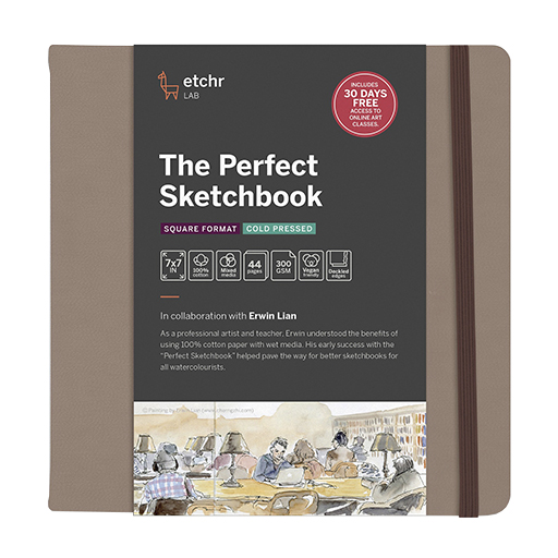 ETCHR THE PERFECT SKETCHBOOK - CARNET DE CROQUIS BORDS FRANGÉS 300 G 100 % COTON