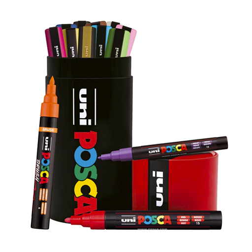 UNI POSCA LATA METÁLICA SET 13 MARCADORES PC-5M - PC-3M - PC-5BR