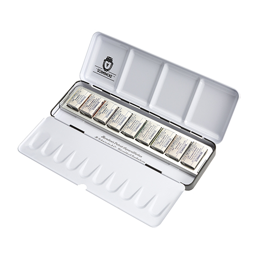 SCHMINCKE HORADAM ACQUARELLO RETRO SET COLORI TECNICI - SCATOLA METALLO 9 GODET INTERI