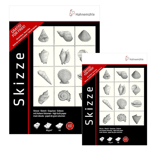 HAHNEMÜHLE SKIZZE BLOC DE BOCETOS 96 G + ESTUCHE 6 LÁPICES DE GRAFITO GRATIS